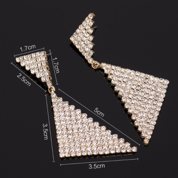 New elegant earrings yellow gold crystal dangle - Picture 4 of 4